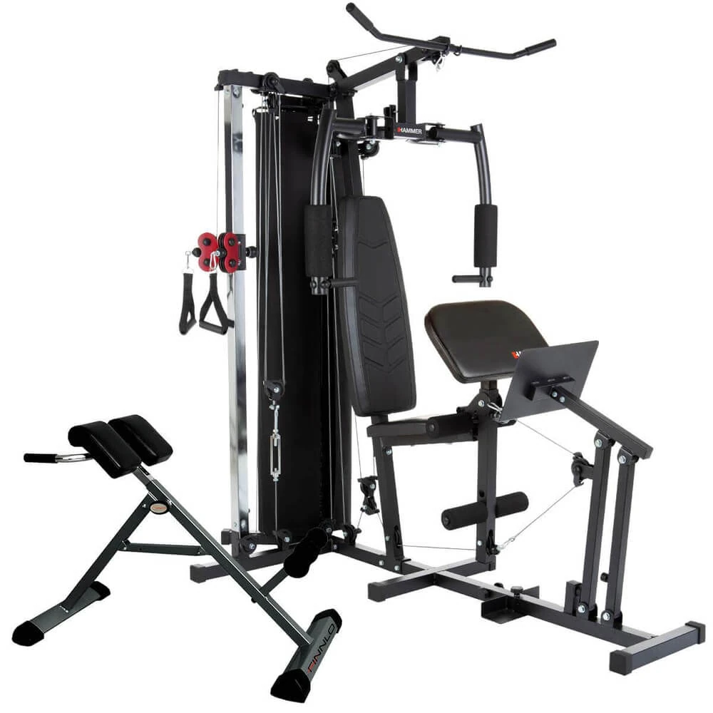 Multigym med benpress och separat ryggtränare